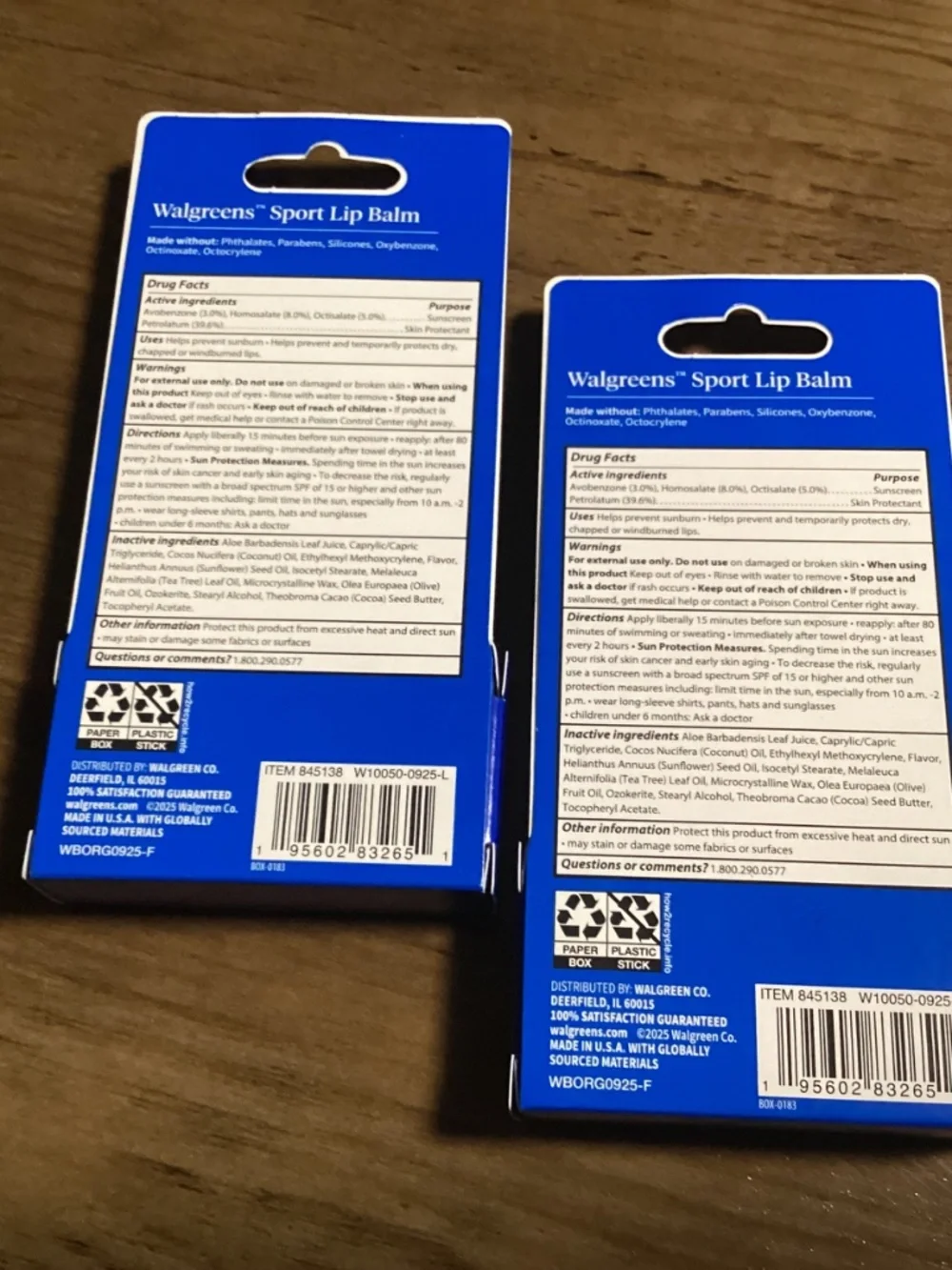Walgreens Sport Lip Balm SPF 30 Twin Pack Bundle 2 pack